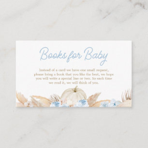 Blue Boho Pumpkin Baby Shower Books for Baby Enclosure Card
