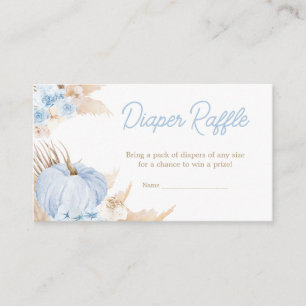 Blue Boho Pumpkin Baby Shower Diaper Raffle Enclosure Card