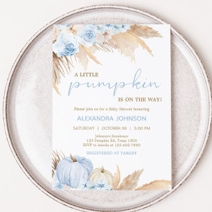 Blue Boho Pumpkin Baby Shower  Invitation