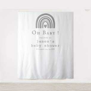 Blue Boho Rainbow Baby Shower Backdrop