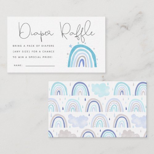 Blue Boho Rainbow Baby Shower Diaper Raffle Ticket