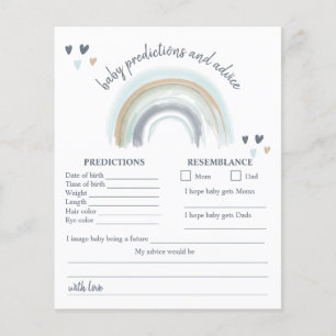 Blue Boho Rainbow Baby Shower Prediction Game