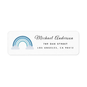 Blue Boho Rainbow Baby Shower Return Address Label