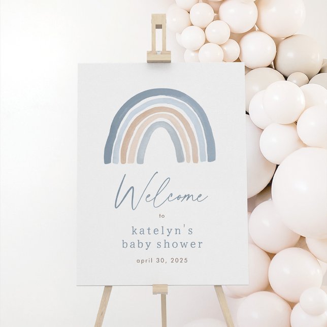 Blue Boho Rainbow Baby Shower Welcome Sign (Creator Uploaded)