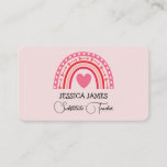  Blue Boho Rainbow Cute Substitute Teacher Business Card