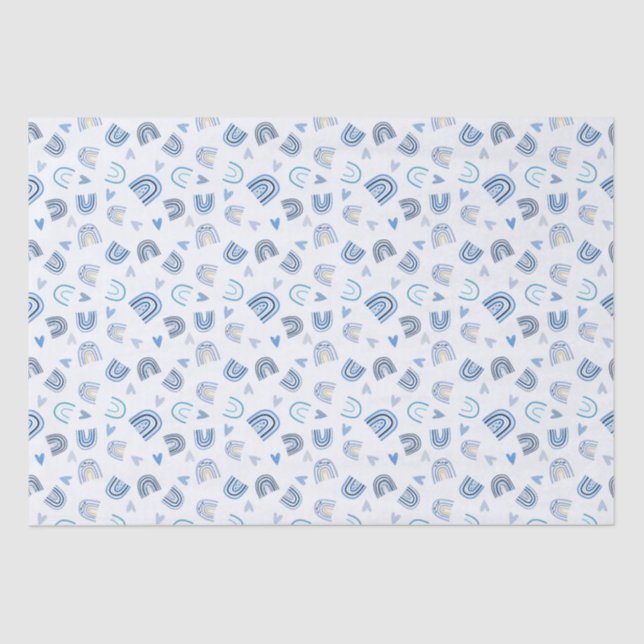 Blue Boho Rainbow Theme Gift Tissue Paper (Front)
