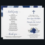 Blue Boho Roses DIY Fold Catholic Wedding Program<br><div class="desc">This beautiful program is designed for a Catholic ceremony. It features a rustic boho chic design with a hand painted watercolor roses in shades of dusty blue, navy, indigo, and sapphire. There is a crucifix or cross, with elegant script calligraphy for the names of the couples and titles. The inside...</div>