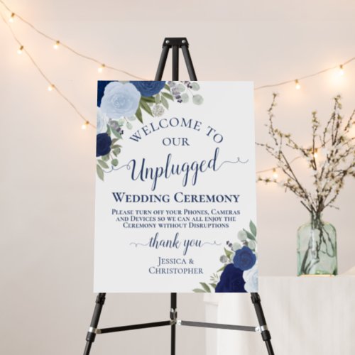 Blue Boho Roses Elegant Unplugged Wedding Ceremony Foam Board