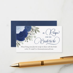 Blue Boho Roses Recipe for the Bride to Be Enclosure Card