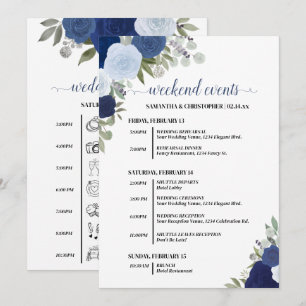 Blue Boho Roses Wedding Events & Timeline Program