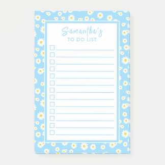 Blue Boho Spring Daisies To Do List Post-it Notes