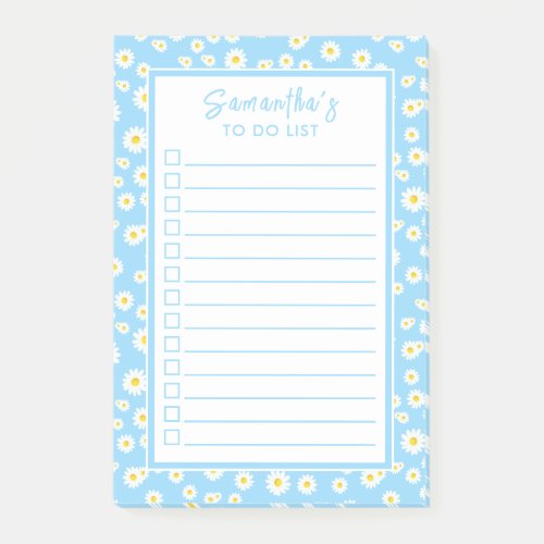Blue Boho Spring Daisies To Do List Post_it Notes