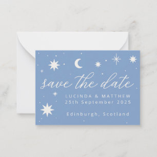 Blue Boho Stars Wedding Save The Date Card