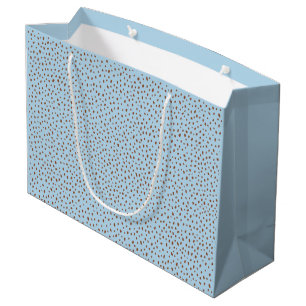 Blue & Boho Terracotta Brown Dots Baby Shower Large Gift Bag