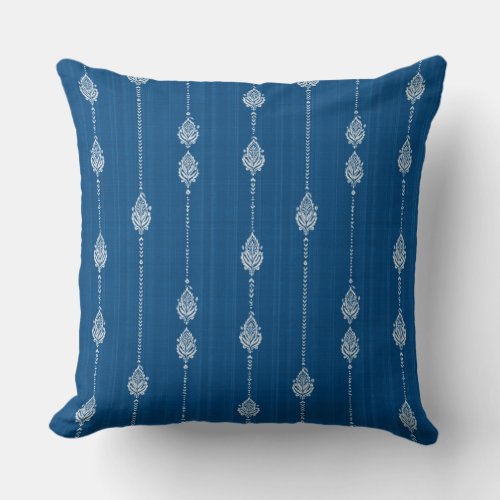Blue Boho Throw Pillow