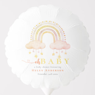 Blue Boho Watercolor Rainbow Boy Baby Shower Balloon