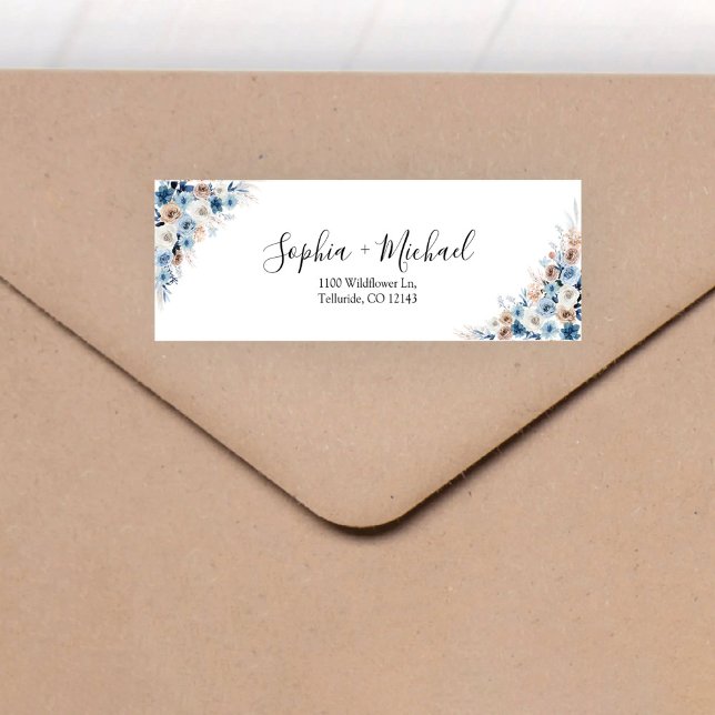Blue Boho Wedding Return Address Label (Creator Uploaded)