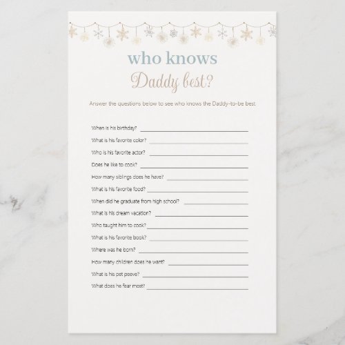 Blue Boho Who Knows Daddy Best Baby Shower Game