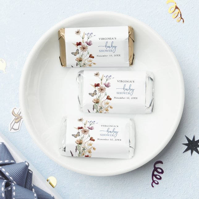Blue Boho Wildflower Baby Shower Hershey's Miniatures (Blue Boho Wildflower Baby Shower Hershey's Chocolate Miniatures by Painted Paperie
)