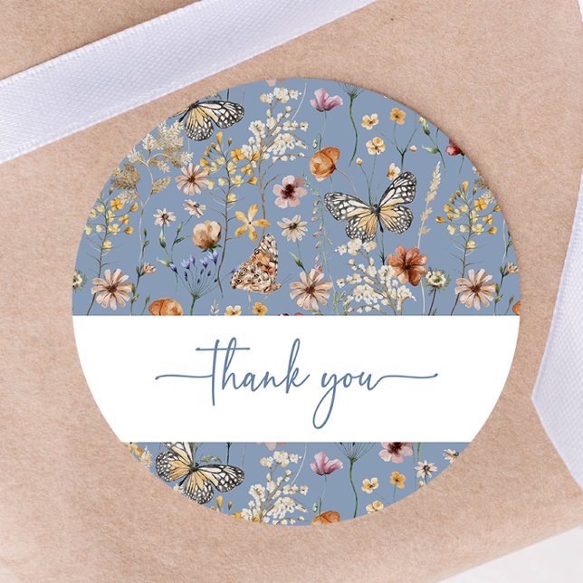 Blue Boho Wildflower Baby Shower Sticker (Blue Boho Wildflower Baby Shower Sticker by Painted Paperie
)