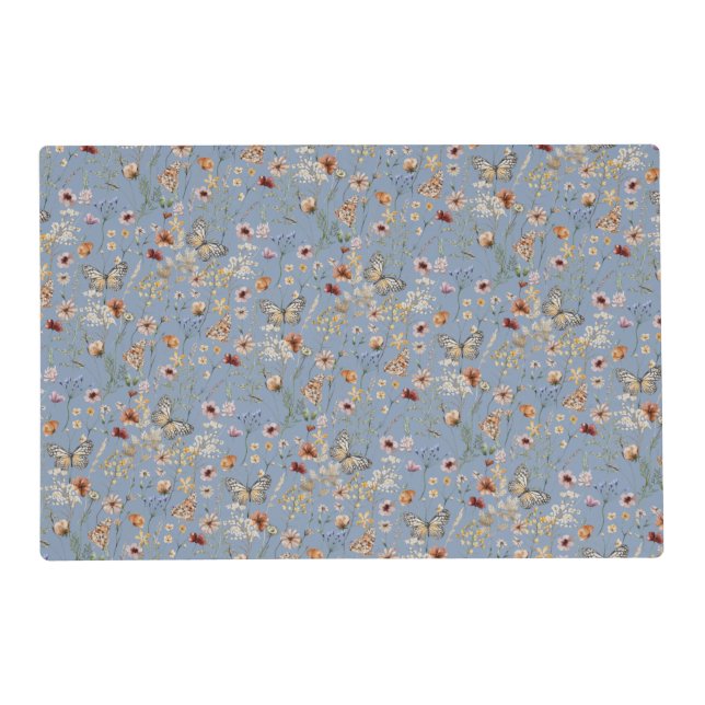 Blue Boho Wildflowers Placemat (Front)