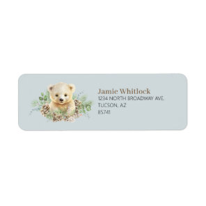 Blue Boho Winter Polar Bear Return Address Label