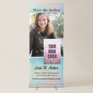 Blue Bokeh Author Book Signing and Book Launch Retractable Banner