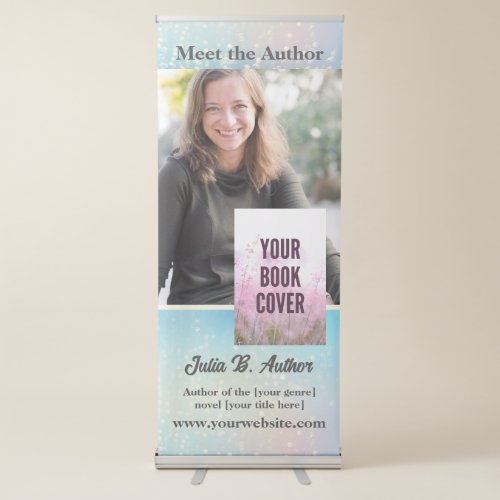 Blue Bokeh Author Book Signing and Book Launch Retractable Banner