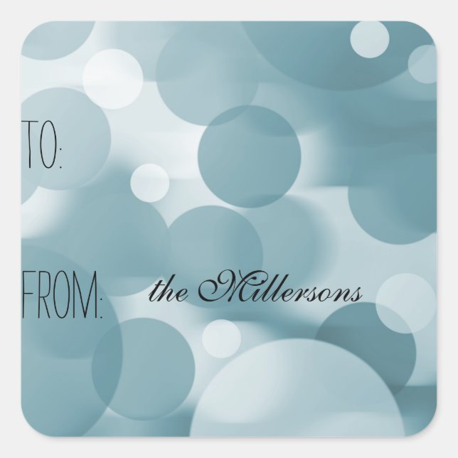 Blue Bokeh Circles Dots Gift Tag (Front)