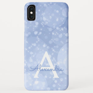 Blue Bokeh Glitter Sparkly Monogram iPhone XS Max Case