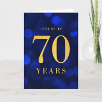Blue Bokeh Gold Cheers to 70 Years Birthday
