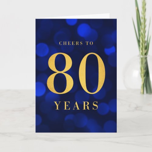 Blue Bokeh Gold Cheers to 80 Years Birthday