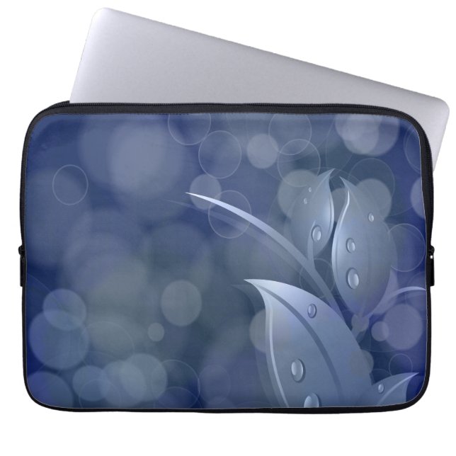 Blue Bokeh Leaves Laptop Sleeve (Front)