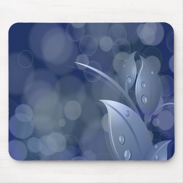Blue Bokeh Leaves Mouse Pad (Front)