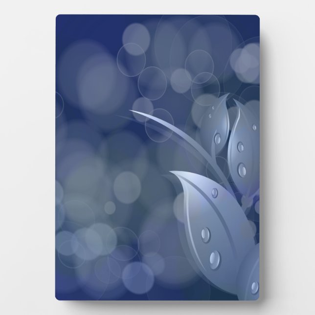 Blue Bokeh Leaves Plaque (Front)