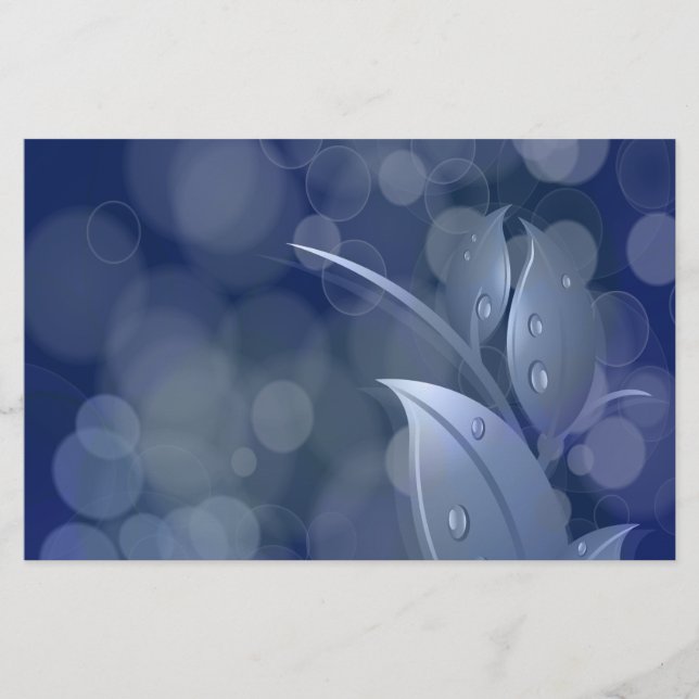 Blue Bokeh Leaves Stationery (Front)