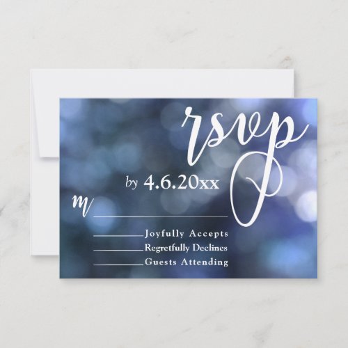 Blue Bokeh Light  Typography 32 Wedding RSVP