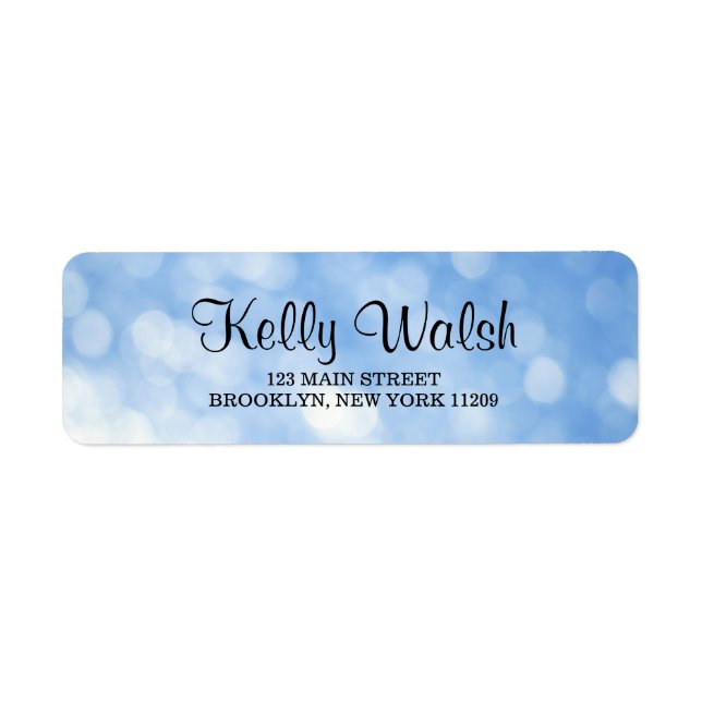 Blue Bokeh Lights Sweet 16 Return Address Labels (Front)