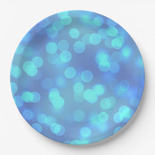 Blue Bokeh Party Dinner Paper Plates