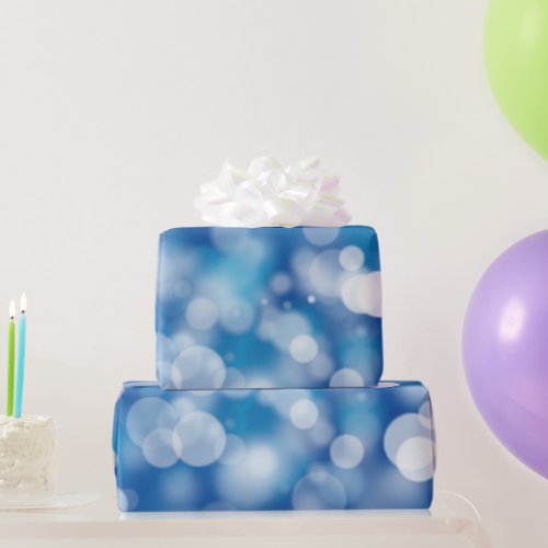 Blue Bokeh Party Lights Wrapping Paper