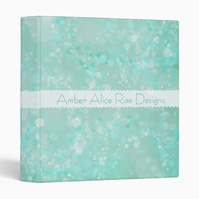 Blue Bokeh Personalized Portfolio 3 Ring Binder (Front/Spine)