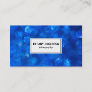 Blue Bokeh White Panel Business Card