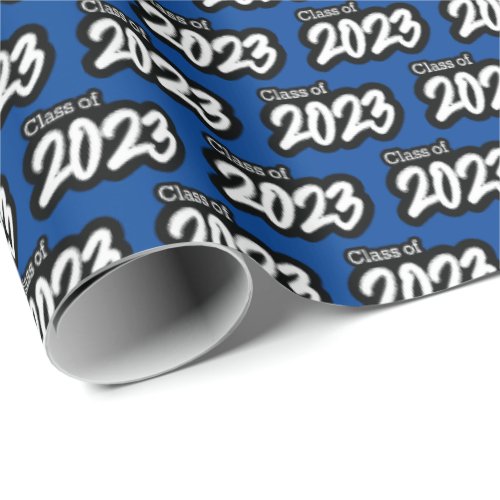 Blue Bold Brush Class of 2023 Wrapping Paper