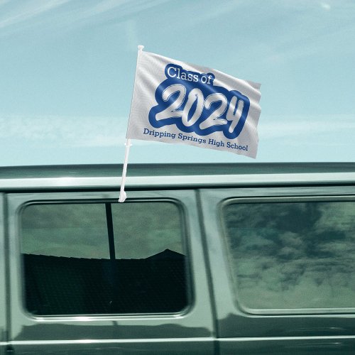 Blue Bold Brush Class of 2024 Car Flag