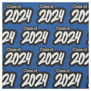 Blue Bold Brush Class of 2024 Fabric