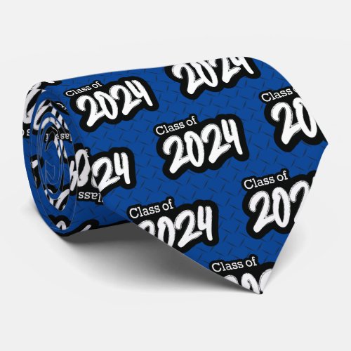 Blue Bold Brush Class of 2024 Neck Tie