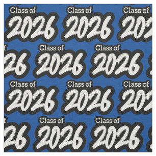 Blue Bold Brush Class of 2026 Fabric