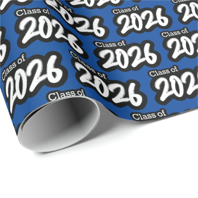 Blue Bold Brush Class of 2026 Wrapping Paper (Roll Corner)