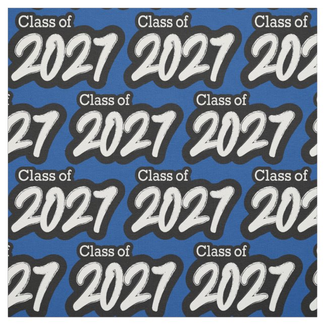 Blue Bold Brush Class of 2027 Fabric (Swatch)