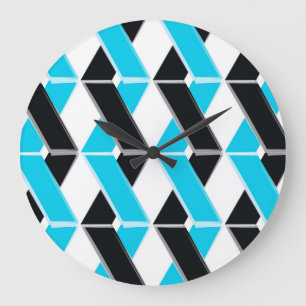 Blue, bold, cool, trendy braided geometric shapes large clock